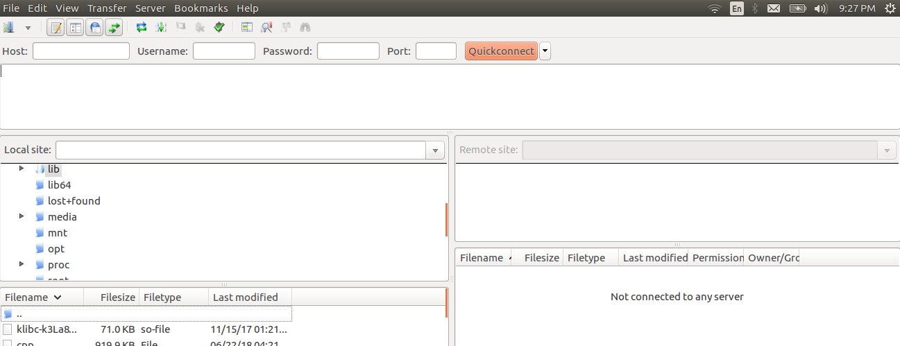 FileZilla site manager