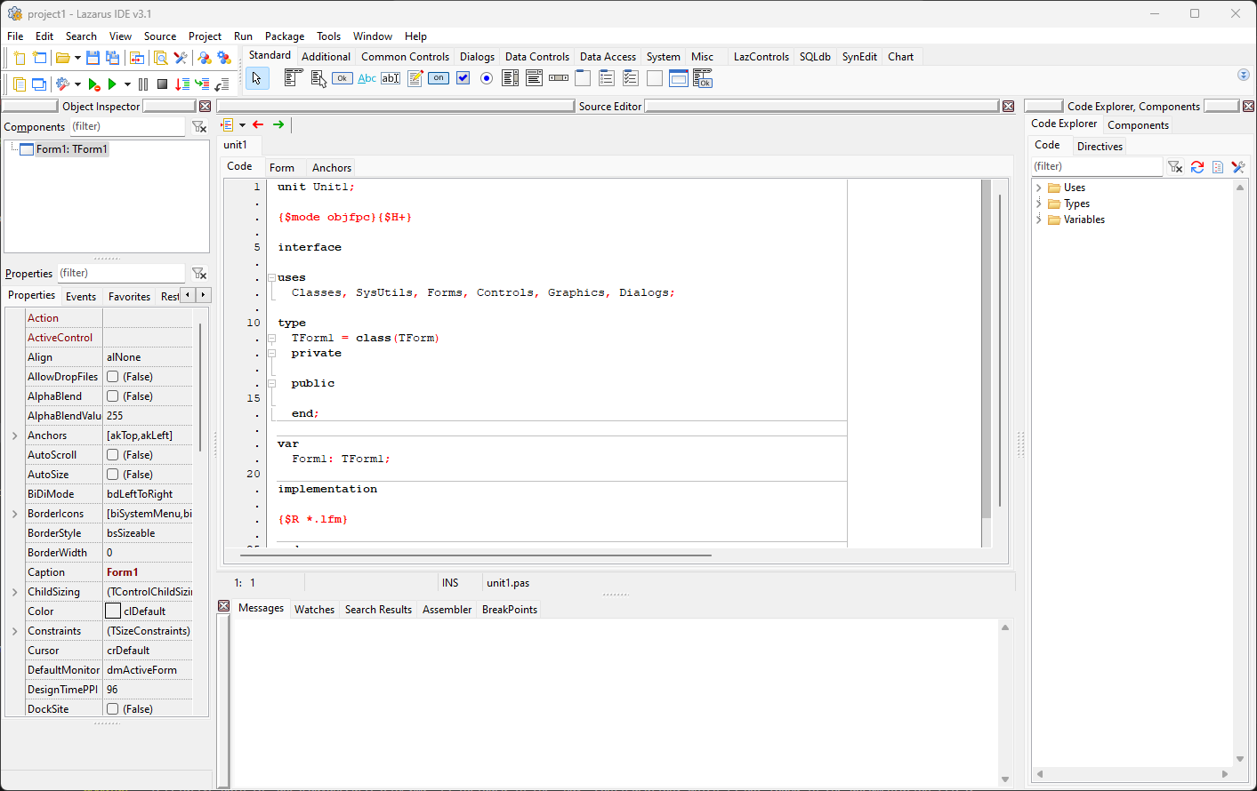 Lazarus IDE interface